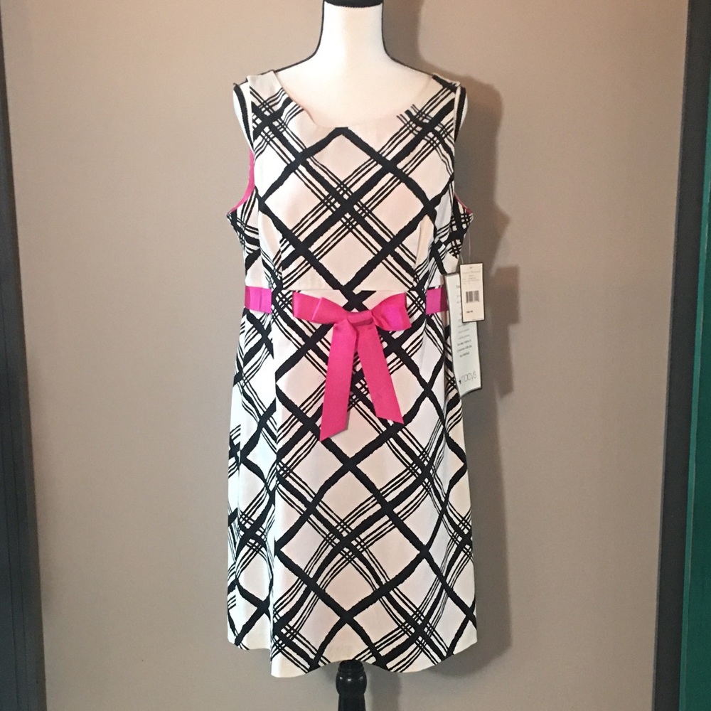 Jessica Howard Black White Hot Pink Dress Size 14